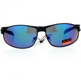 Oval Mens Mirrored Mirror Lens Camo Arm Warp Oval Sport Metal Sunglasses - Black Teal - C912HVJRNAD $13.61