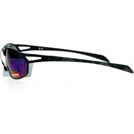 Oval Mens Mirrored Mirror Lens Camo Arm Warp Oval Sport Metal Sunglasses - Black Teal - C912HVJRNAD $13.61