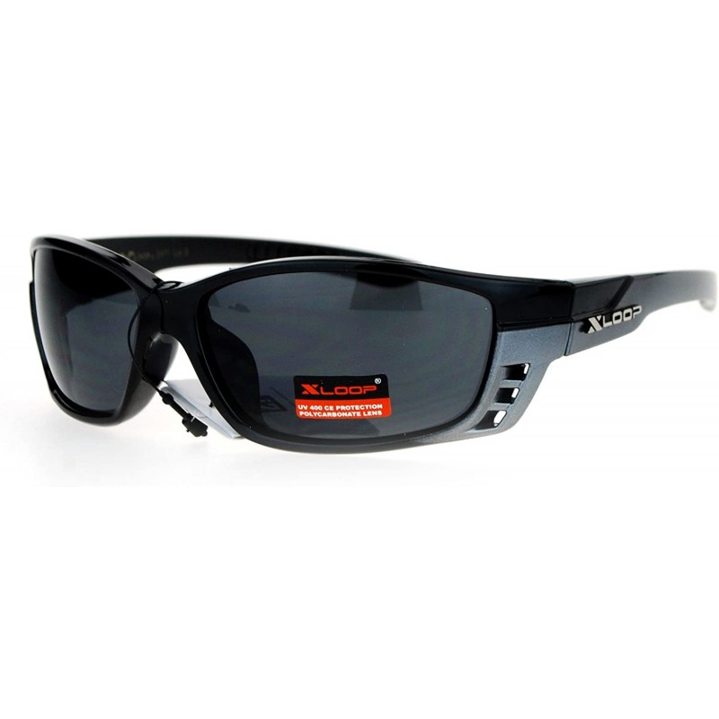 Sport Air Vent Plastic Color Mirror Warp Rectangular Sport Sunglasses - Grey - CU12DUJW3W7 $12.13