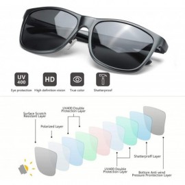 Rectangular Classic Sunglasse for Men Women- Polarized Driving Glasses Al-mg Frame 100% UV Protection - C71925RUZEG $26.96