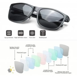 Rectangular Classic Sunglasse for Men Women- Polarized Driving Glasses Al-mg Frame 100% UV Protection - C71925RUZEG $26.96