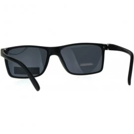 Rectangular Polarized Antiglare Rectangular Mod Minimal Mens Designer Sunglasses - Matte Black Black - CC18C5468QQ $14.02