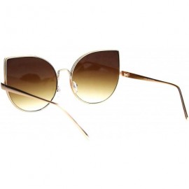 Round Womens Metal Rim Round Cat Eye Retro Fashion Sunglasses - Gold Brown - C712I79ONPP $11.64