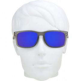 Square Sunglass Readers Horn Rim Frame with Blue Mirrored Lenses for Men and Women NOT BIFOCAL - Grey - CH18OWXUWAW $18.99