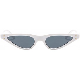 Butterfly Retro Women Small Cat Eye Style Sunglasses Triangle Steampunk Rivet - White Frame & Gray Lens - C018CX56XKS $9.29