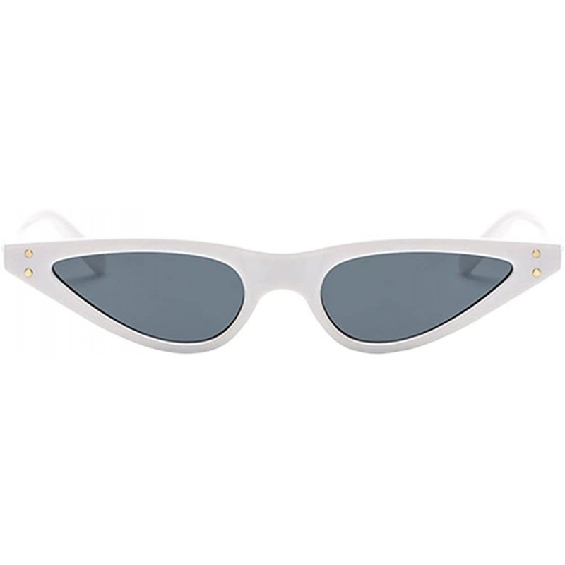 Butterfly Retro Women Small Cat Eye Style Sunglasses Triangle Steampunk Rivet - White Frame & Gray Lens - C018CX56XKS $9.29