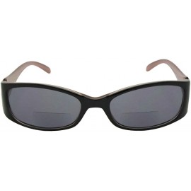 Rectangular Small Bifocal Sunglasses +1.25 Magnification Style B22 - Black/Rose Frame-gray Lenses - CO186C2TECL $12.74