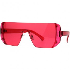 Rectangular Rectangular Pop Color Shield 80s Robotic Disco Sunglasses - Red - CU1895U3Z7Z $10.56