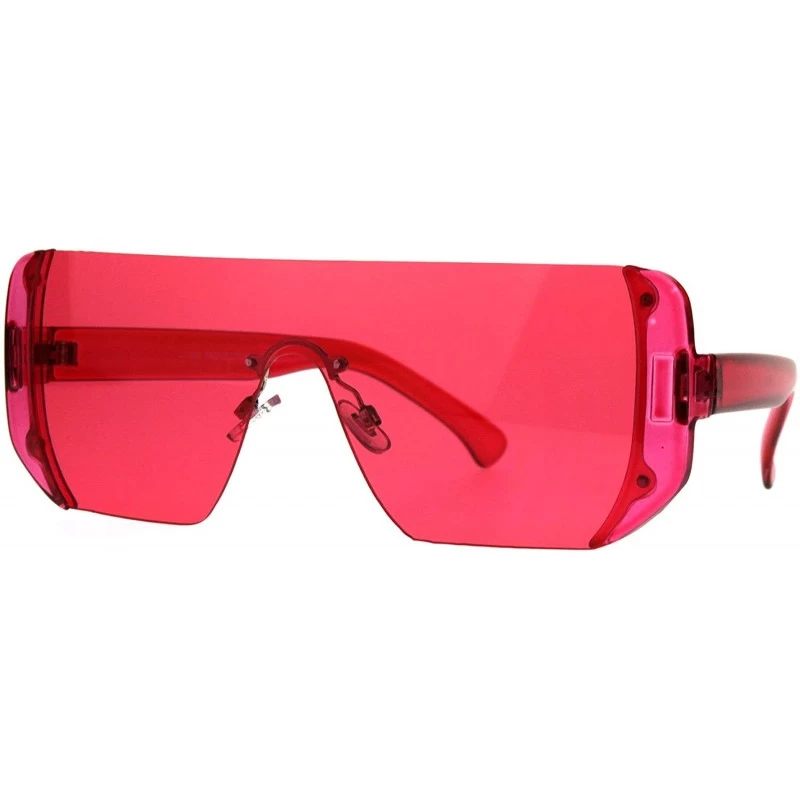 Rectangular Rectangular Pop Color Shield 80s Robotic Disco Sunglasses - Red - CU1895U3Z7Z $10.56