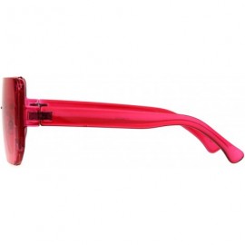 Rectangular Rectangular Pop Color Shield 80s Robotic Disco Sunglasses - Red - CU1895U3Z7Z $10.56