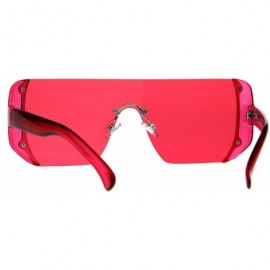 Rectangular Rectangular Pop Color Shield 80s Robotic Disco Sunglasses - Red - CU1895U3Z7Z $10.56