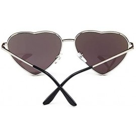 Round Vintage Heart Shape Sunglasses UV400 Color Coated Metal Frame Eyewear - Purple - CC18E22RQOL $12.24