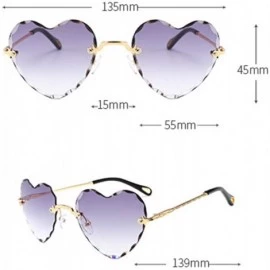 Square Classic Heart Lens Rimless Sunglasses for Women UV 400 Protection - Gray - C918RMCMKK7 $18.83