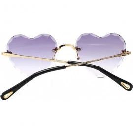 Square Classic Heart Lens Rimless Sunglasses for Women UV 400 Protection - Gray - C918RMCMKK7 $18.83