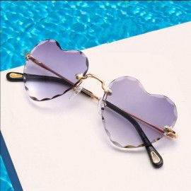 Square Classic Heart Lens Rimless Sunglasses for Women UV 400 Protection - Gray - C918RMCMKK7 $18.83