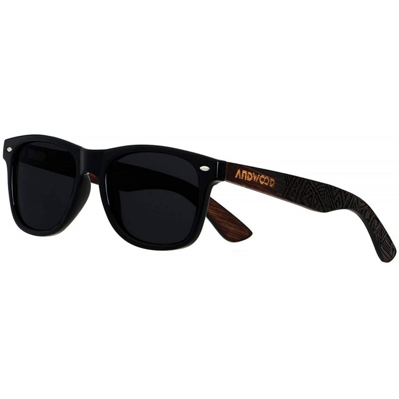 Sport Wood Sunglasses Polarized for Men Women Uv Protection Wooden Bamboo Frame Mirrored Sun Glasses SERRA - CM18IGOLG63 $15.20