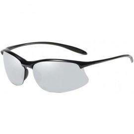 Wrap Polarized Sunglasses Rimless Unbreakable Protection - Black / Silver Mirrored - CQ18RQ7WXL6 $17.20