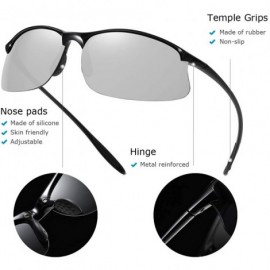 Wrap Polarized Sunglasses Rimless Unbreakable Protection - Black / Silver Mirrored - CQ18RQ7WXL6 $17.20