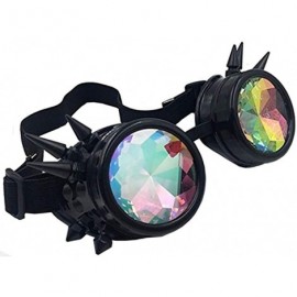 Goggle Kaleidoscope Rave Rainbow Crystal Lenses Steampunk Goggles - Black - CW18LYOHD64 $13.79