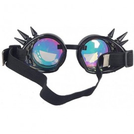 Goggle Kaleidoscope Rave Rainbow Crystal Lenses Steampunk Goggles - Black - CW18LYOHD64 $13.79