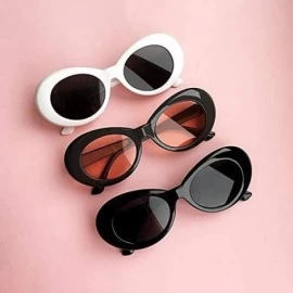 Oval Glasses Oval Sunglasses Ladies Trendy Vintage Retro Sunglasses Women's White Black Eyewear UV-Khaki - Khaki - CH198AAIXI...