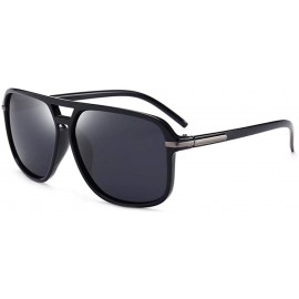 Aviator Sunglasses Men Polarized Oversized Mirror Driving Sun Glasses Man Brand Black - Black - CO18XE0TELW $8.73