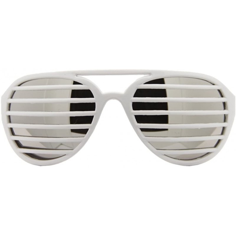 Aviator Aviator Pilot Shutter Party Club Sunglasses Mirror Lens (White - Silver Mirror) - CA118AKW22H $7.95