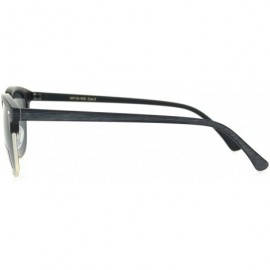 Rectangular Mens Wood Grain Half Horn Rim Hipster Rectangular Retro Sunglasses - Grey Silver Black - CE18OX22WG7 $14.00