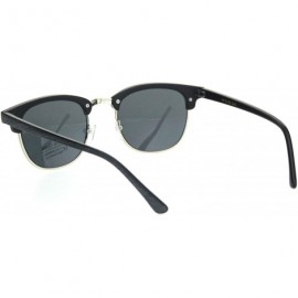 Rectangular Mens Wood Grain Half Horn Rim Hipster Rectangular Retro Sunglasses - Grey Silver Black - CE18OX22WG7 $14.00