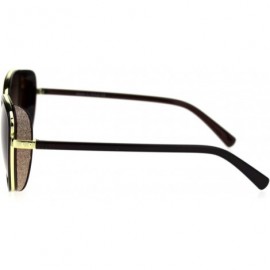 Cat Eye Womens Sugar Glitter Side Visor Trim Chic Cat Eye Sunglasses - Gold Brown - CG18SE0OGX6 $16.71