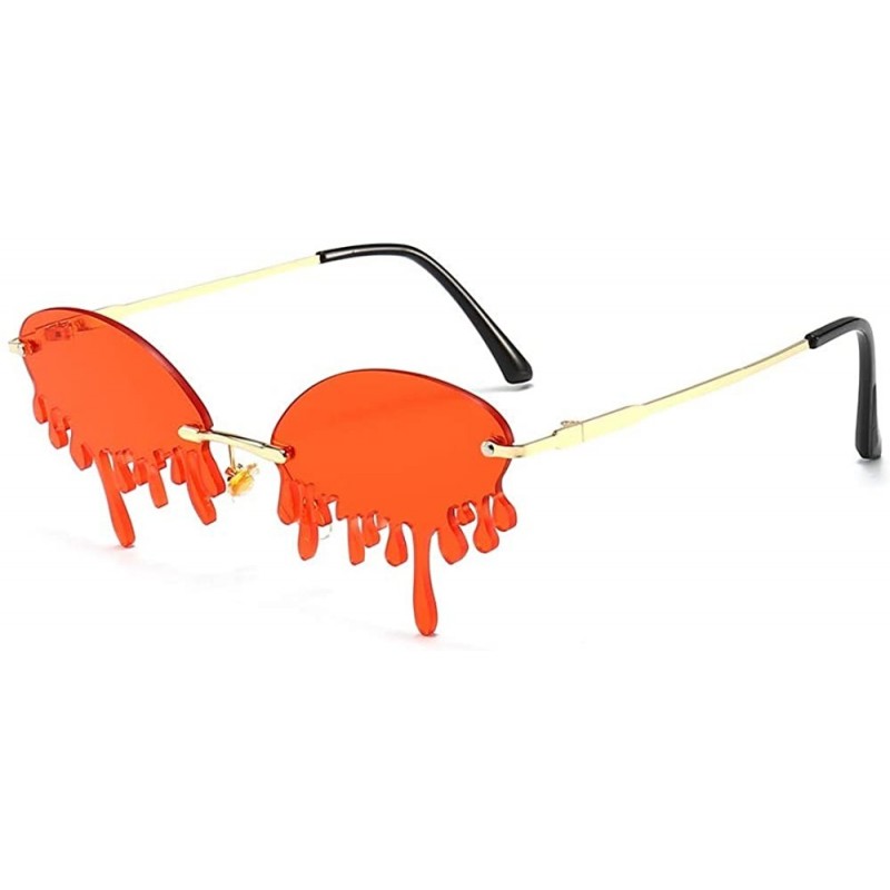 Rimless Rimless Retro Batman Vintage Fashion Style Sunglasses Steampunk Eyewear - Red Drop - CG199RTNW70 $21.14