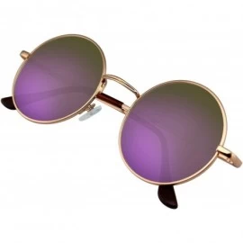 Round Round Sunglasses Vintage Mirror Lens New Mens Womens Round Hippie Sunglasses for Men Women - Gold Purple - C8199NL04AI ...