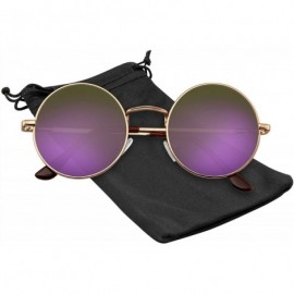 Round Round Sunglasses Vintage Mirror Lens New Mens Womens Round Hippie Sunglasses for Men Women - Gold Purple - C8199NL04AI ...