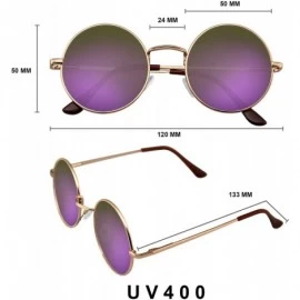 Round Round Sunglasses Vintage Mirror Lens New Mens Womens Round Hippie Sunglasses for Men Women - Gold Purple - C8199NL04AI ...