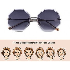 Rimless Color Lens Sunglasses Stylish Sunnies Eyewear Metal Sunglasses - D - Grey - C518Q8GSYKZ $12.75