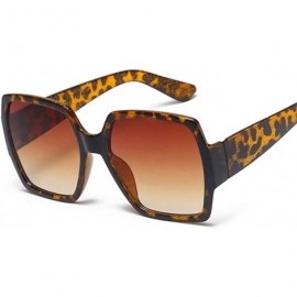 Square Oversized Sunglasses Women Square Ladies Vintage Big Frame Sun Glasses Female Trend Eyewear - Leopard - C3198Y23Z9D $7.87