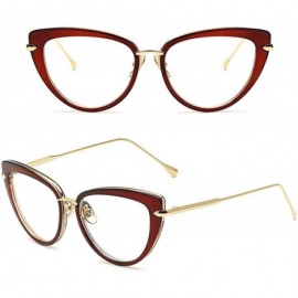 Oval Women Clear Lens Fashion Retro Cateye Eyeglasses Classic Eyewear Sunglasses - Brown/Transparent - CI1805RQTIO $9.61