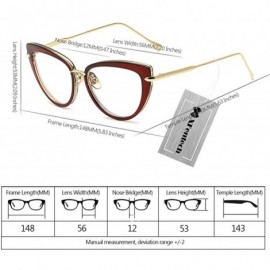 Oval Women Clear Lens Fashion Retro Cateye Eyeglasses Classic Eyewear Sunglasses - Brown/Transparent - CI1805RQTIO $9.61