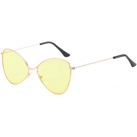 Oversized Polarized Sunglasses for Men Women Metal Mirror Semi-Rimless Frame Glasses - Yellow - CW18RDN9ULI $11.45