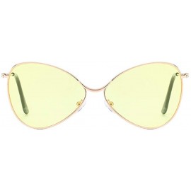 Oversized Polarized Sunglasses for Men Women Metal Mirror Semi-Rimless Frame Glasses - Yellow - CW18RDN9ULI $11.45