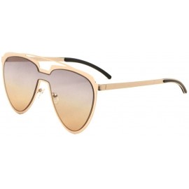 Aviator Oceanic Color One Piece Shield Lens Rounded Triangular Aviator Sunglasses - Smoke Brown - CY190K9044U $11.61