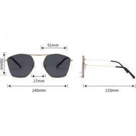 Aviator Men and women fashion retro polygon single beam aviator sunglasses prom mirror party travel - Gray - C418T4SQY2T $18.29