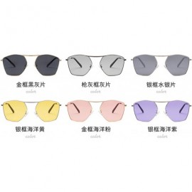 Aviator Men and women fashion retro polygon single beam aviator sunglasses prom mirror party travel - Gray - C418T4SQY2T $18.29