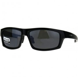 Rectangular Mens Xloop Classic Rectangular Warp Biker Style Sunglasses - Shiny Black - CF1886NA69W $10.37