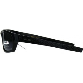 Rectangular Mens Xloop Classic Rectangular Warp Biker Style Sunglasses - Shiny Black - CF1886NA69W $10.37