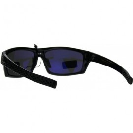 Rectangular Mens Xloop Classic Rectangular Warp Biker Style Sunglasses - Shiny Black - CF1886NA69W $10.37