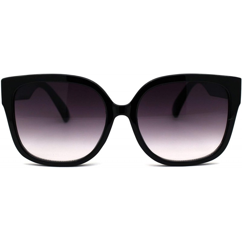 Rectangular Womens Mod 90s Rounded Horn Rim Oversize Sunglasses - Black Smoke - CW196WUOD0R $10.46