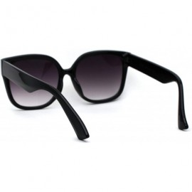 Rectangular Womens Mod 90s Rounded Horn Rim Oversize Sunglasses - Black Smoke - CW196WUOD0R $10.46