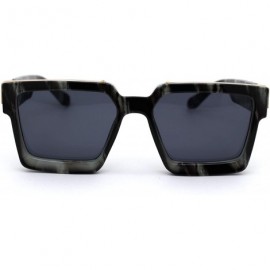 Oversized Womens Luxury Diva Art Deco Squared Mafia Plastic Sunglasses - Marble Solid Black - CR18WWGR9DT $17.45