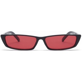 Rectangular Bold Small Frame Sunglasses Stylish Fashion Designer Rectangle Frame Shades - Black-red - CV1896YYKQX $12.18